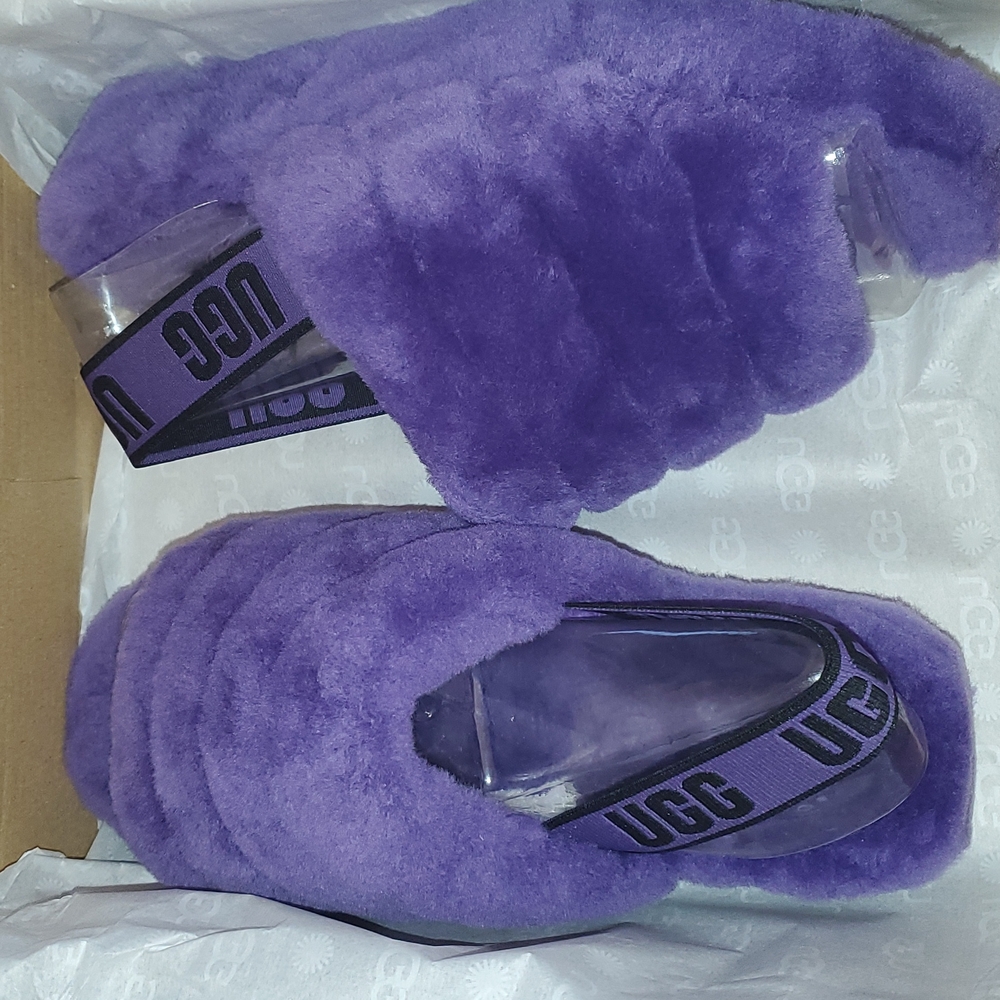 Purple UGG Fluff Yeah Slides, Size 9